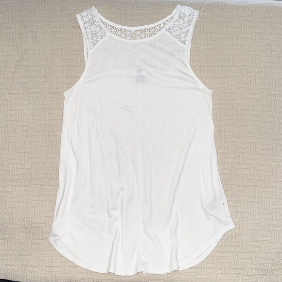 Old Navy Crochet Tunic Top Womens Size M Longline Sleeveless White Stretch Basic - Picture 3 of 9